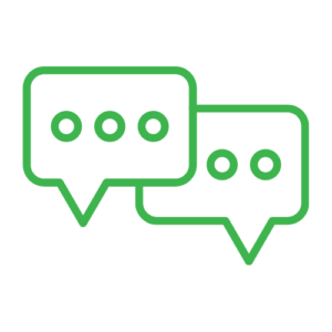 Join our community Green dialogue boxes